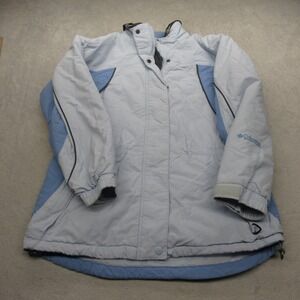 Columbia Jacket Women Large Light Blue Insulated Ski Winter Warm Waterproof Snow
